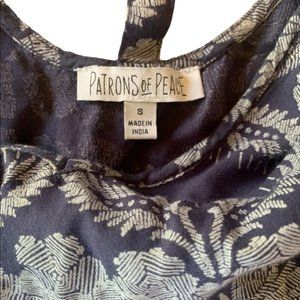 Small Patrons of Peace Long Sleeve BOHO Top. Blue and White